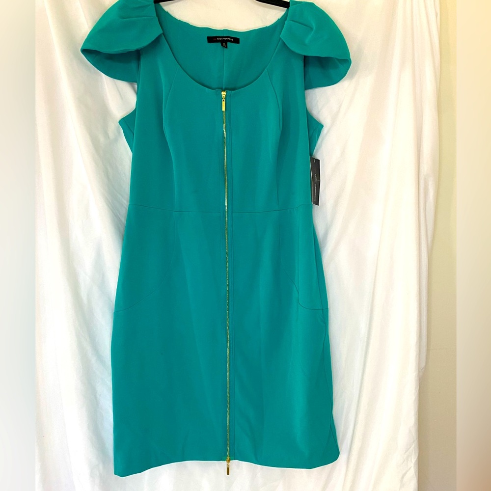 Nick Verreos - Teal Pencil Dress